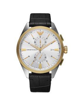 chronograph watch with leather strap -ar11498