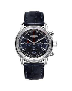 chronograph watch with leather strap-88883
