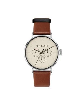 chronograph watch with leather strap-bkppgf202