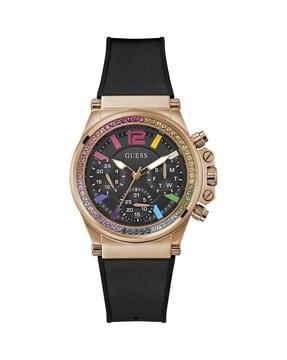 chronograph watch with leather strap-gw0562l3