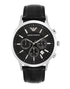 chronograph watch with leather strap