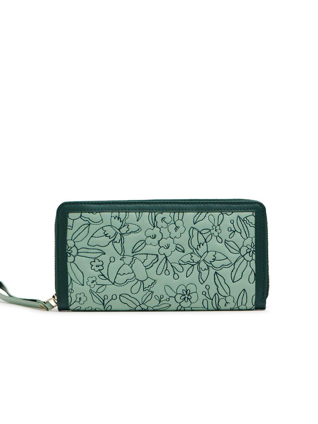 chumbak blue & green printed purse clutch