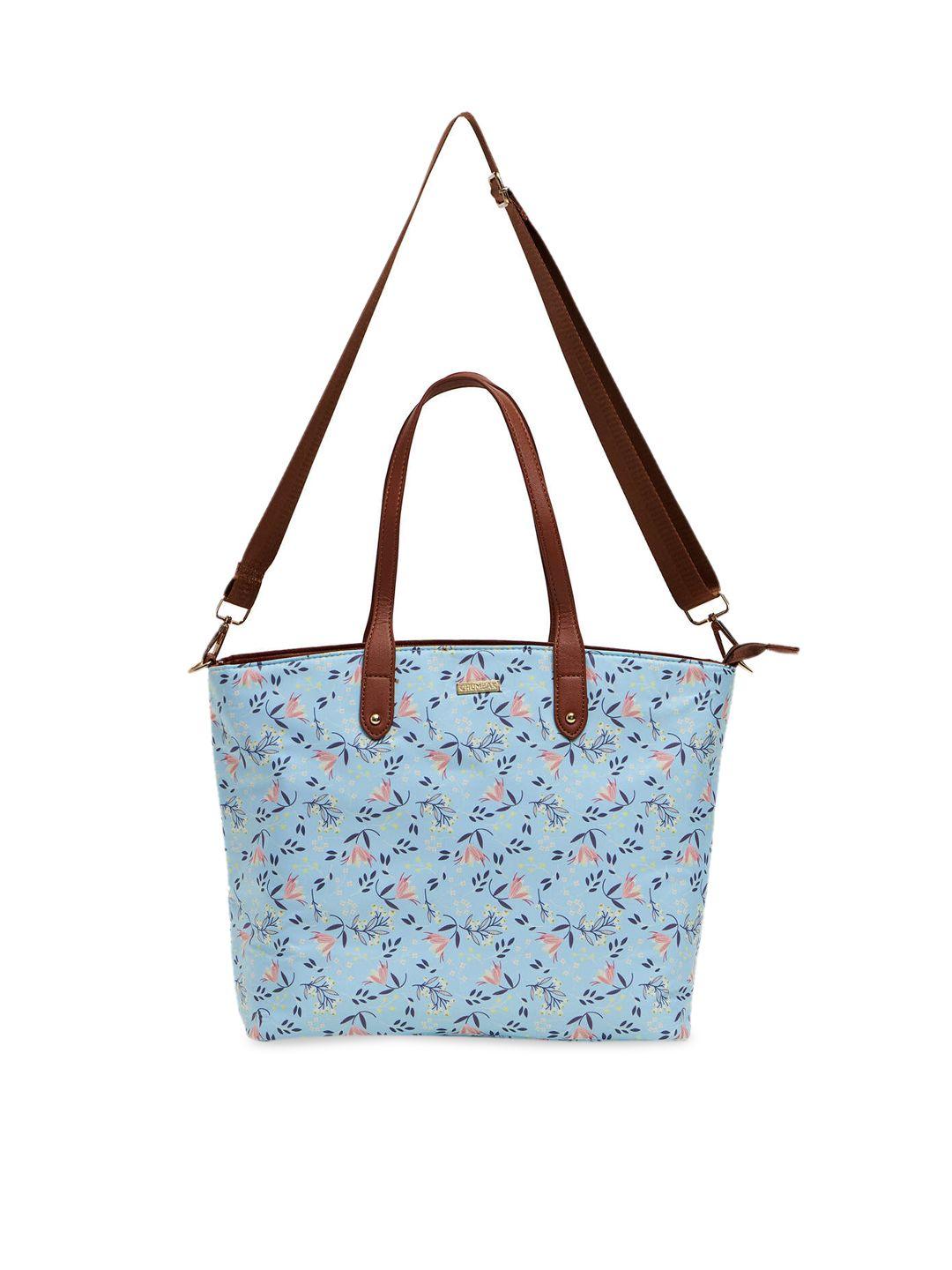 chumbak blue floral printed structured shoulder bag