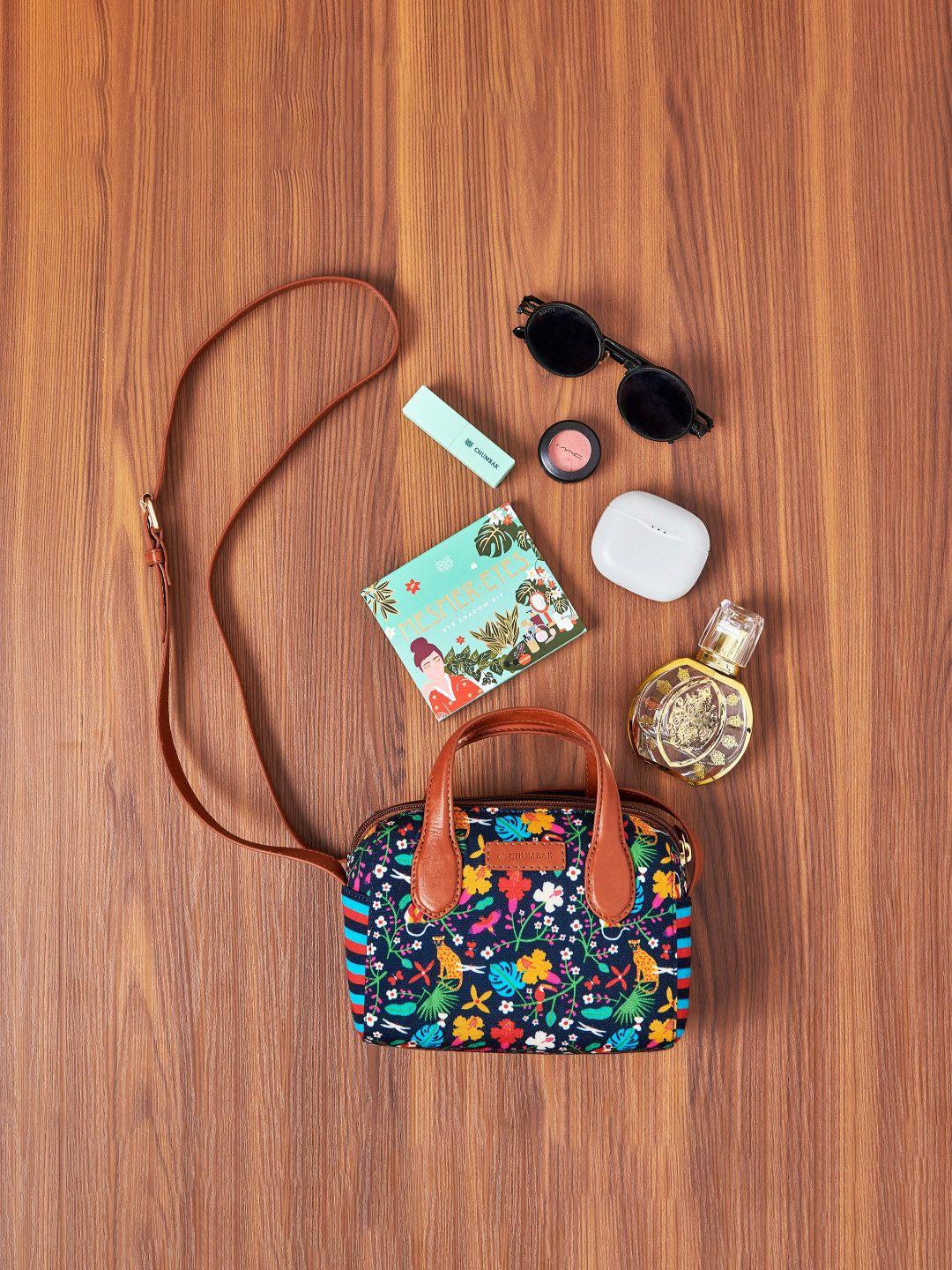 chumbak floral printed pu swagger sling bag