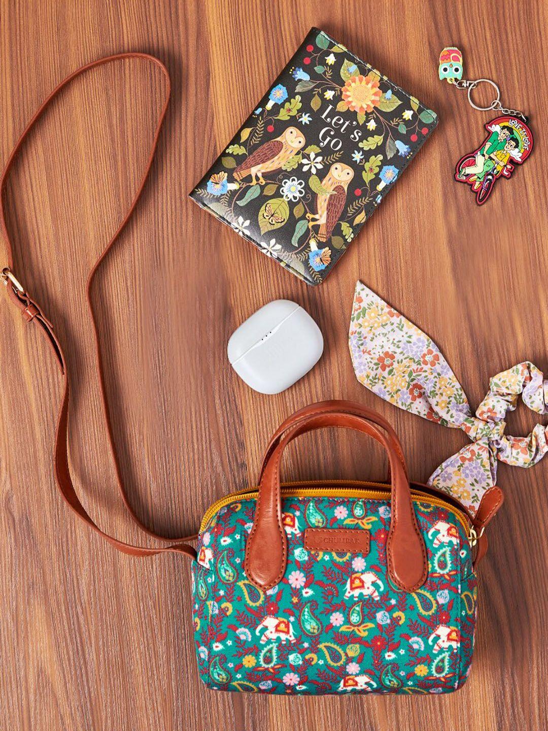 chumbak floral printed pu swagger sling bag