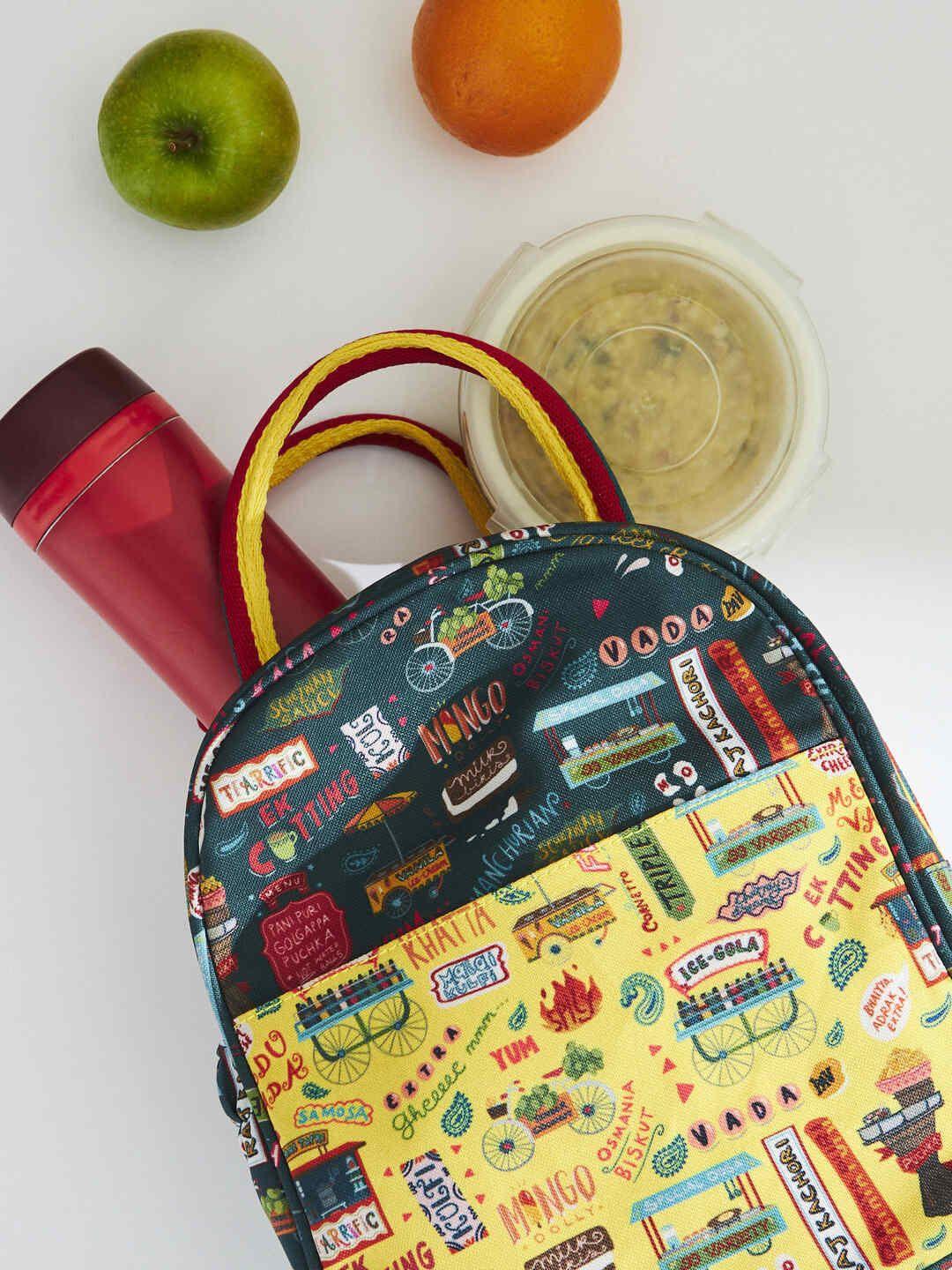 chumbak green floral printed handheld bag