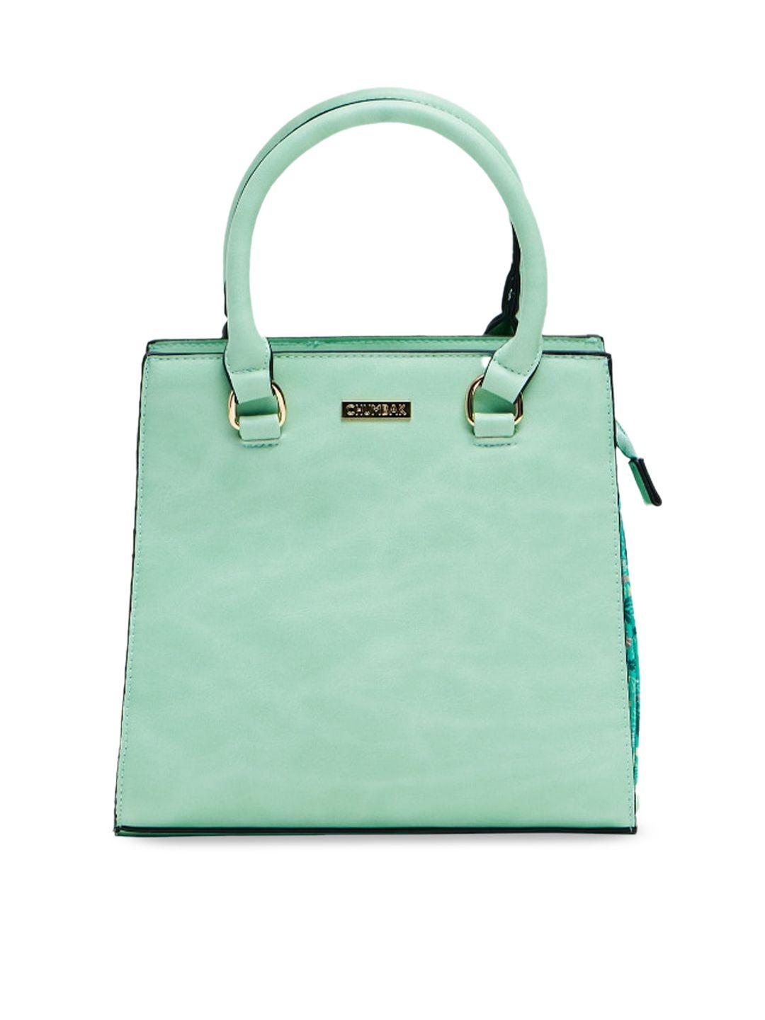 chumbak green pu shopper handheld bag