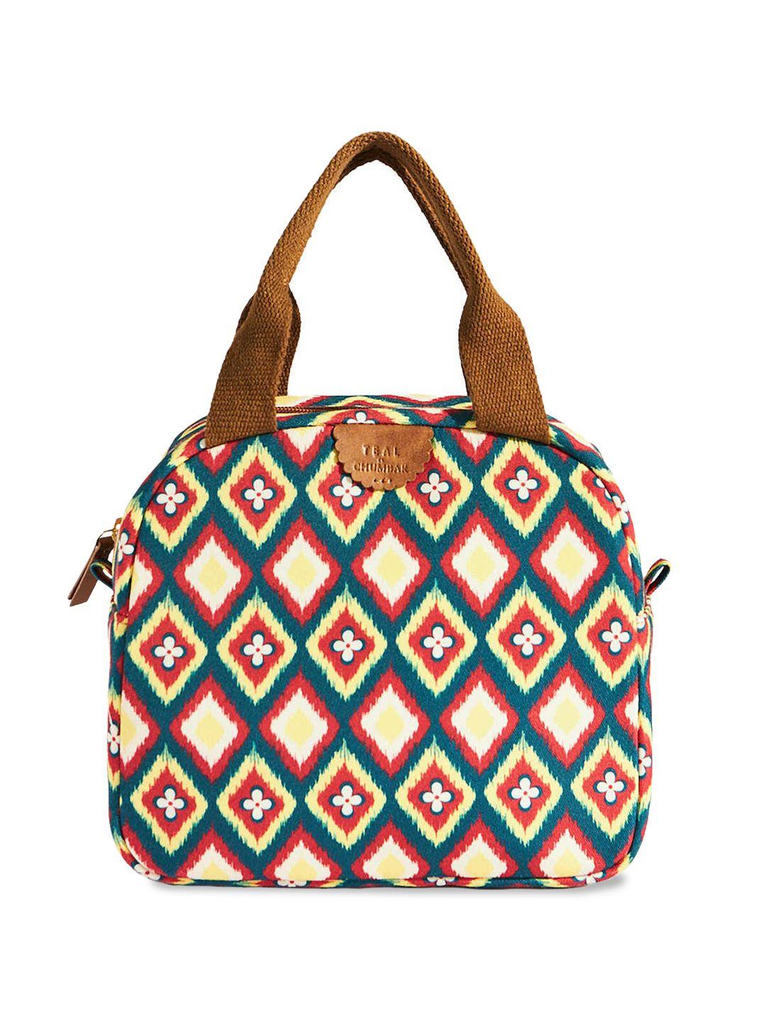 chumbak ikkat printed structured handheld bag