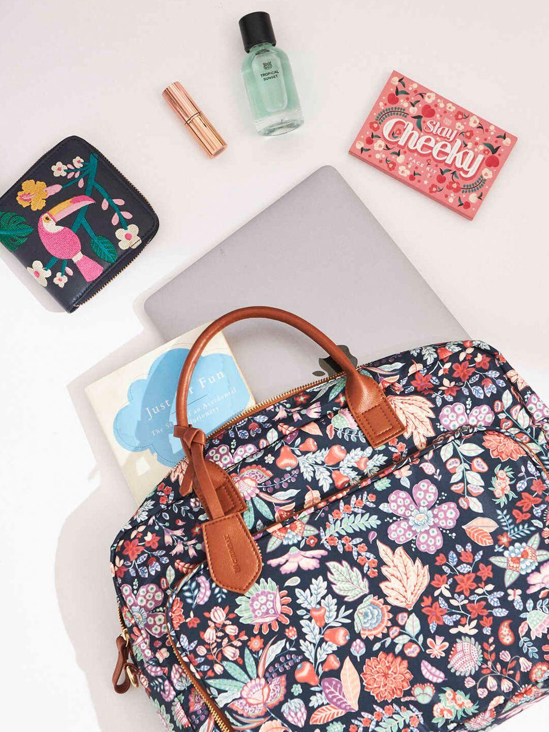 chumbak unisex floral printed laptop bag up to 15 inches