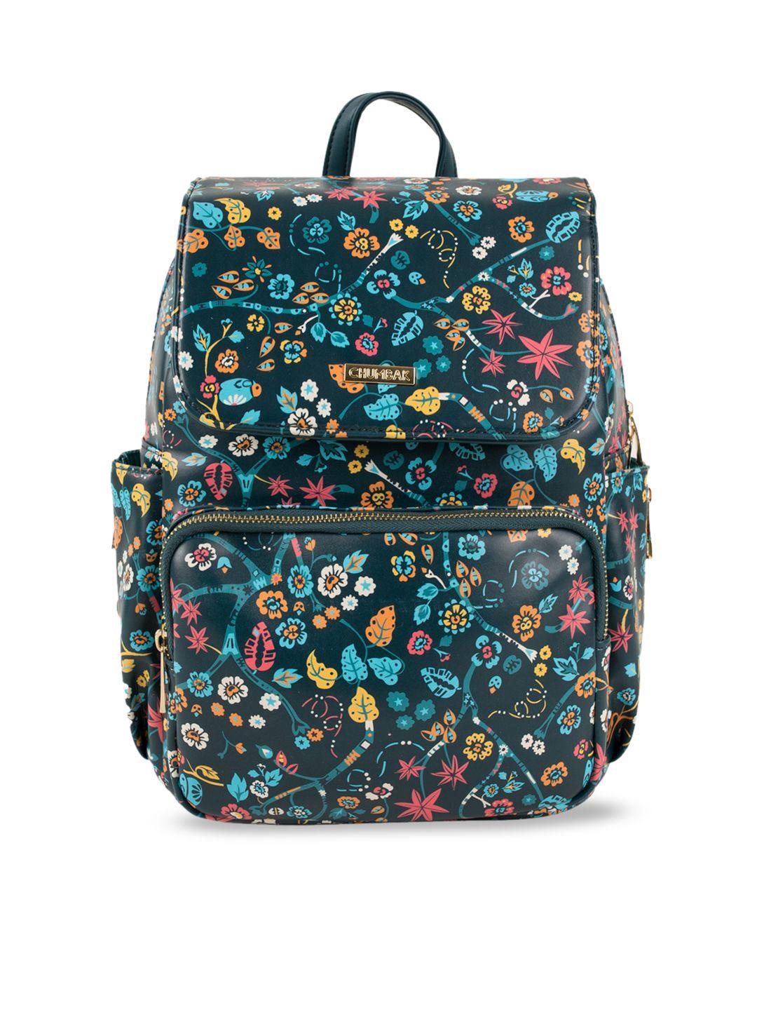 chumbak women black & multicoloured graphic backpack