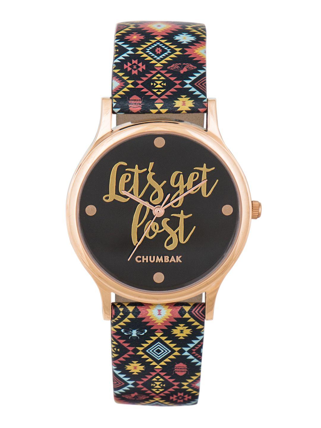 chumbak women black analogue watch 8907605068843