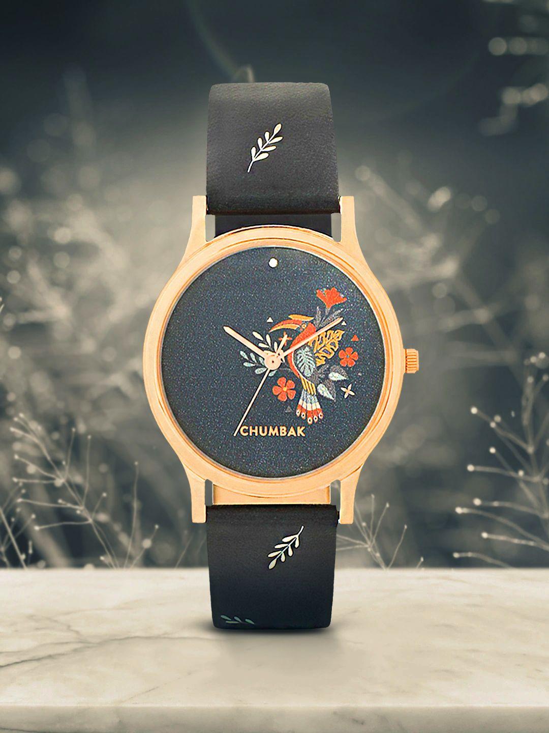 chumbak women black analogue watch 8907605091322