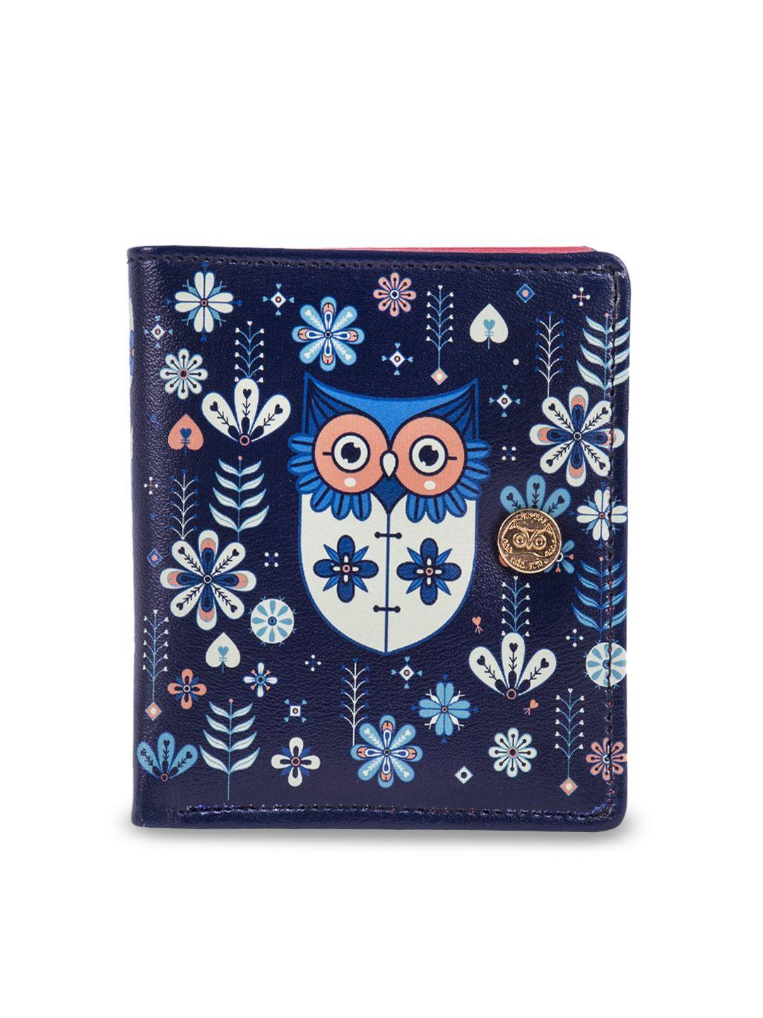 chumbak women blue printed two fold wallet