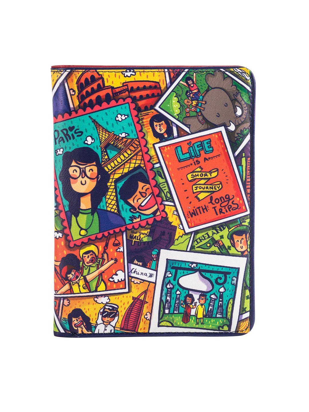 chumbak women multicoloured live to travel printed two fold passport holder