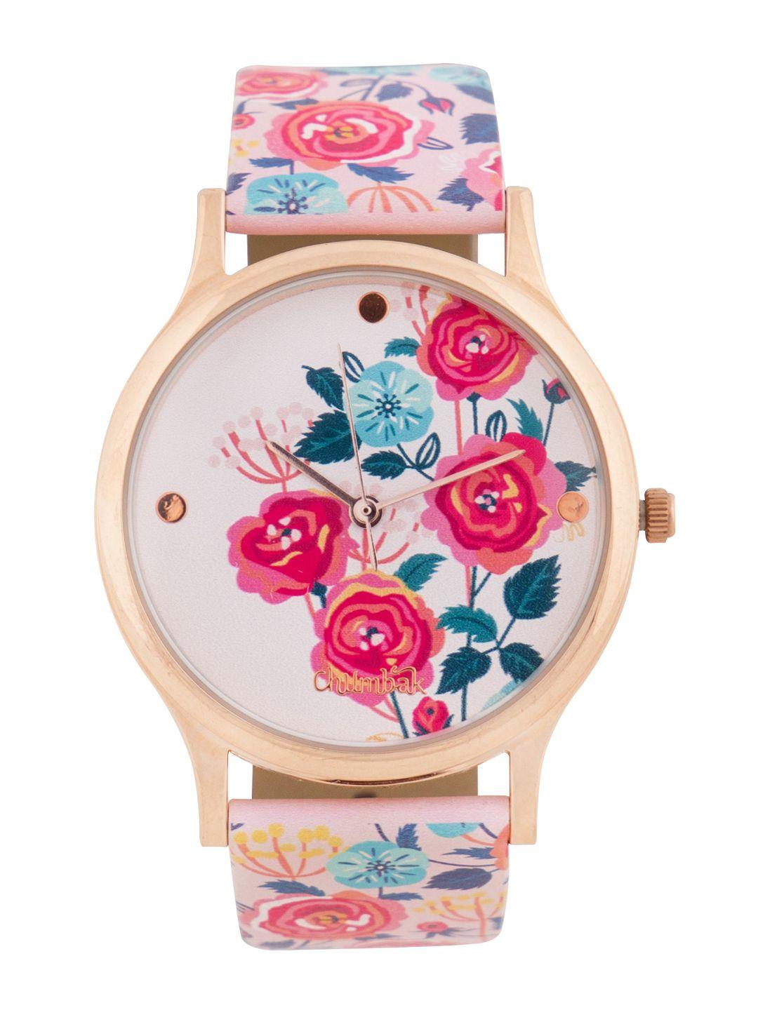 chumbak women pink analogue watch