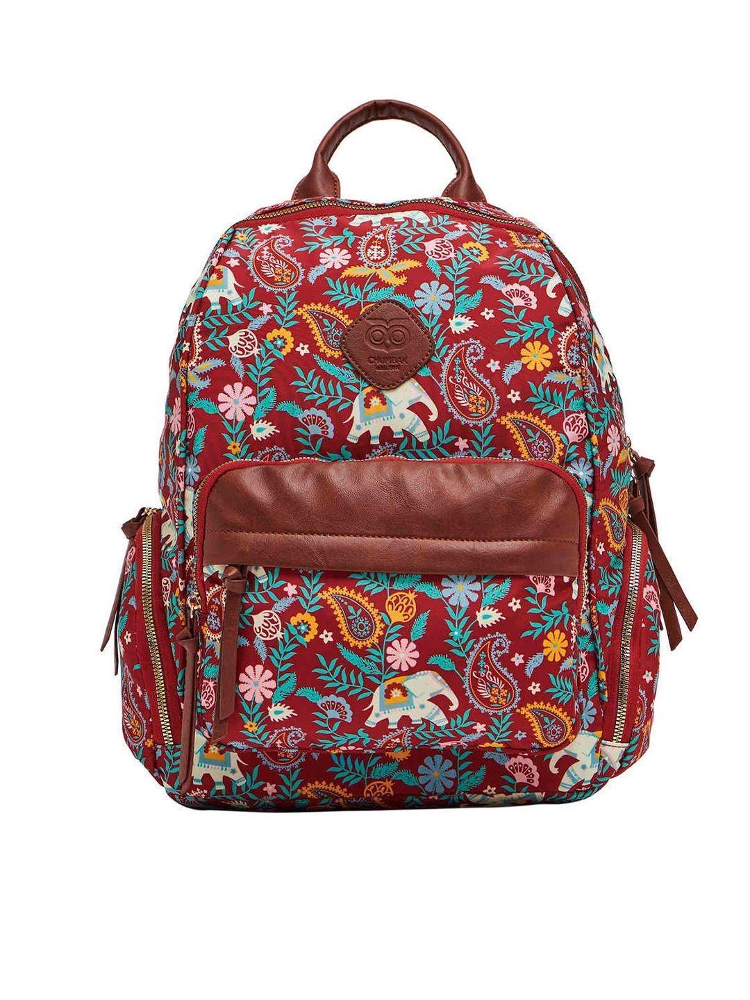chumbak women red & blue paisley printed 15 inch laptop backpack