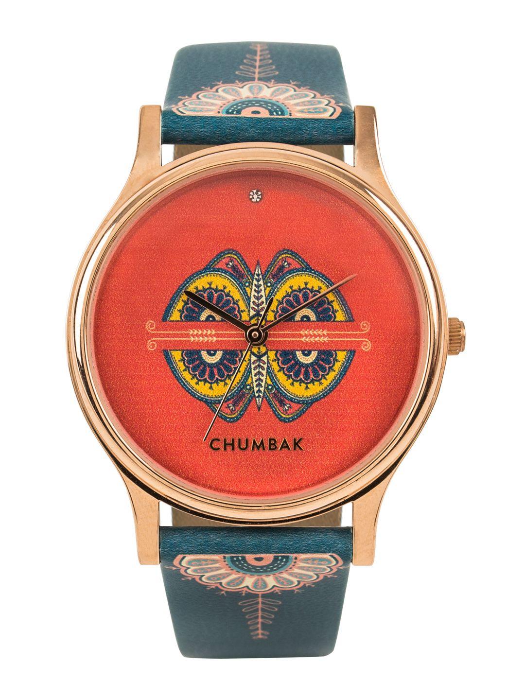 chumbak women red analogue watch 8907605091353