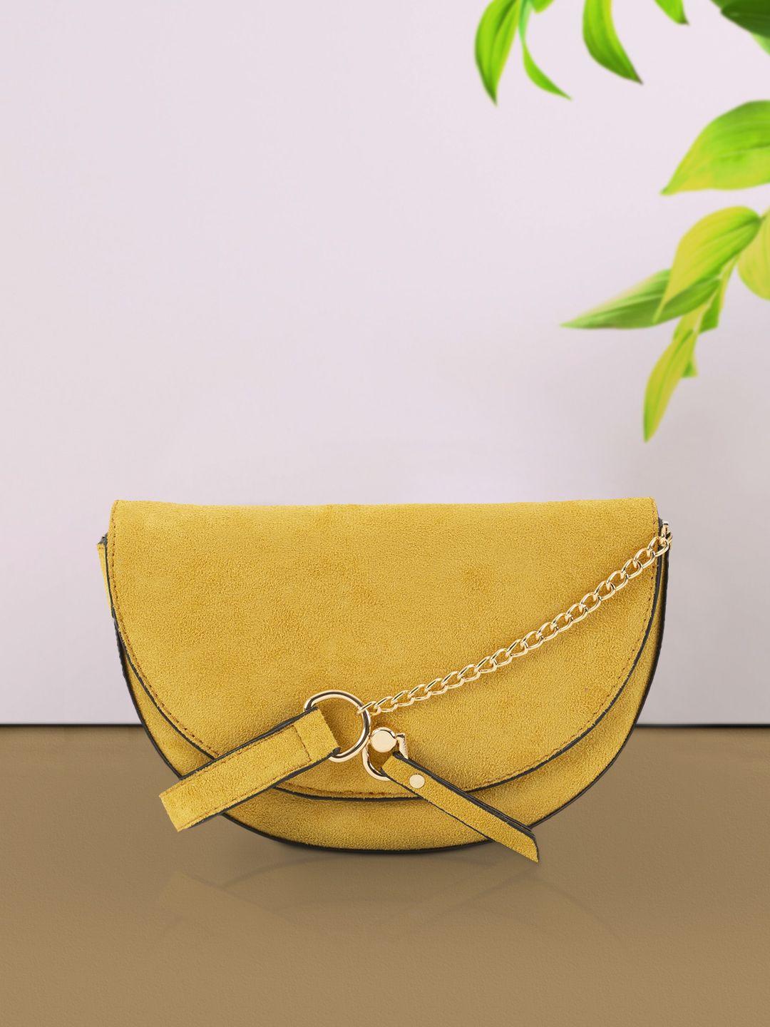 chumbak yellow solid sling bag