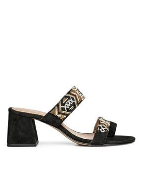 chunky heeled sandals with genuine leather upper