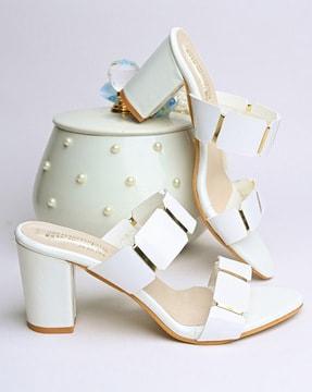 chunky heeled sandals with metal accents