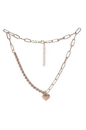 chunky chain link diamante studded heart pendant rose gold-toned necklace