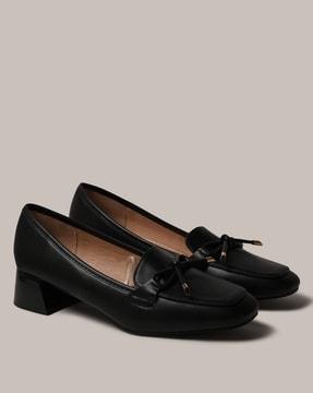 chunky heeled loafers with bow