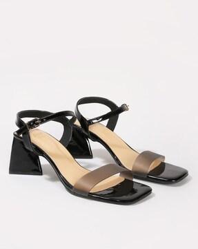 chunky heeled sandals with ankle loop