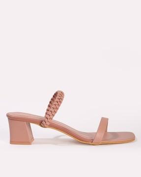 chunky heeled sandals with braided strap