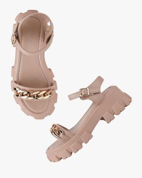 chunky heeled sandals with buckle closure