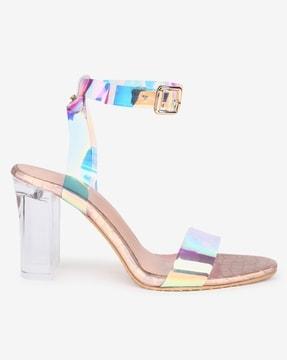 chunky heeled sandals with buckle closure