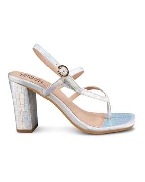 chunky heeled sandals with buckle closure