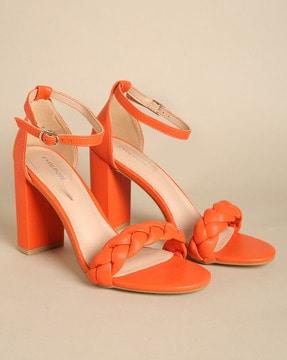 chunky heeled sandals with buckled closure