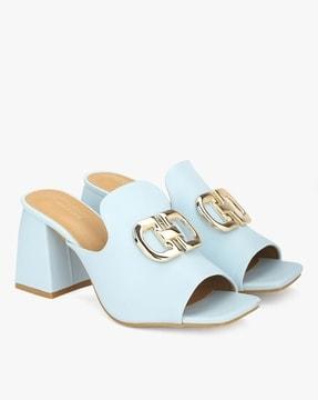 chunky heeled sandals with metal accent