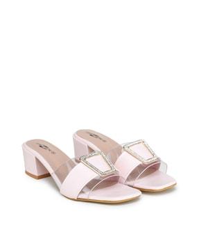 chunky heeled sandals with metal accent