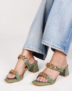 chunky heeled sandals with open-back