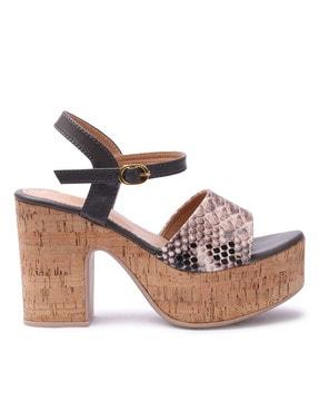 chunky heeled sandals with synthetic upper