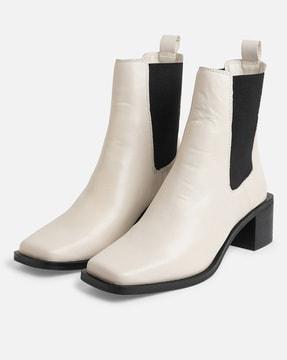 chunky heeled slip-on boots