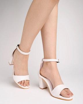 chunky heels with buckle closure