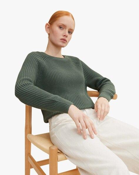 chunky-knit pullover with drop-shoulder sleeves