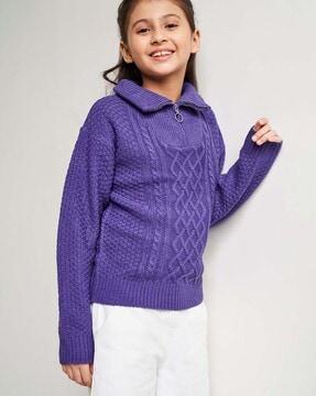 chunky-knit zip-up pullover