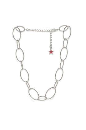 chunky oval chain link silver-toned choker necklace