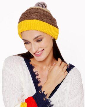 chunky soft knit pom pom cap