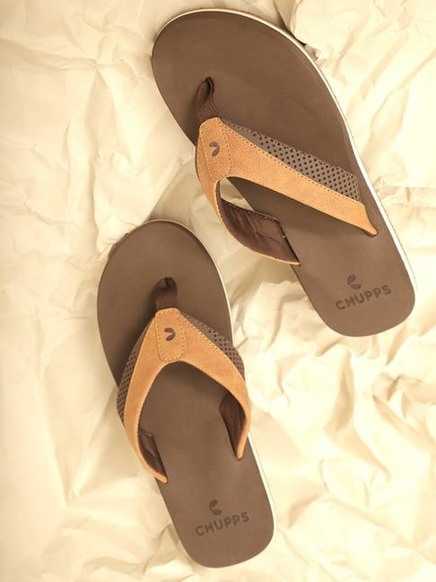 chupps men's brown flip flops