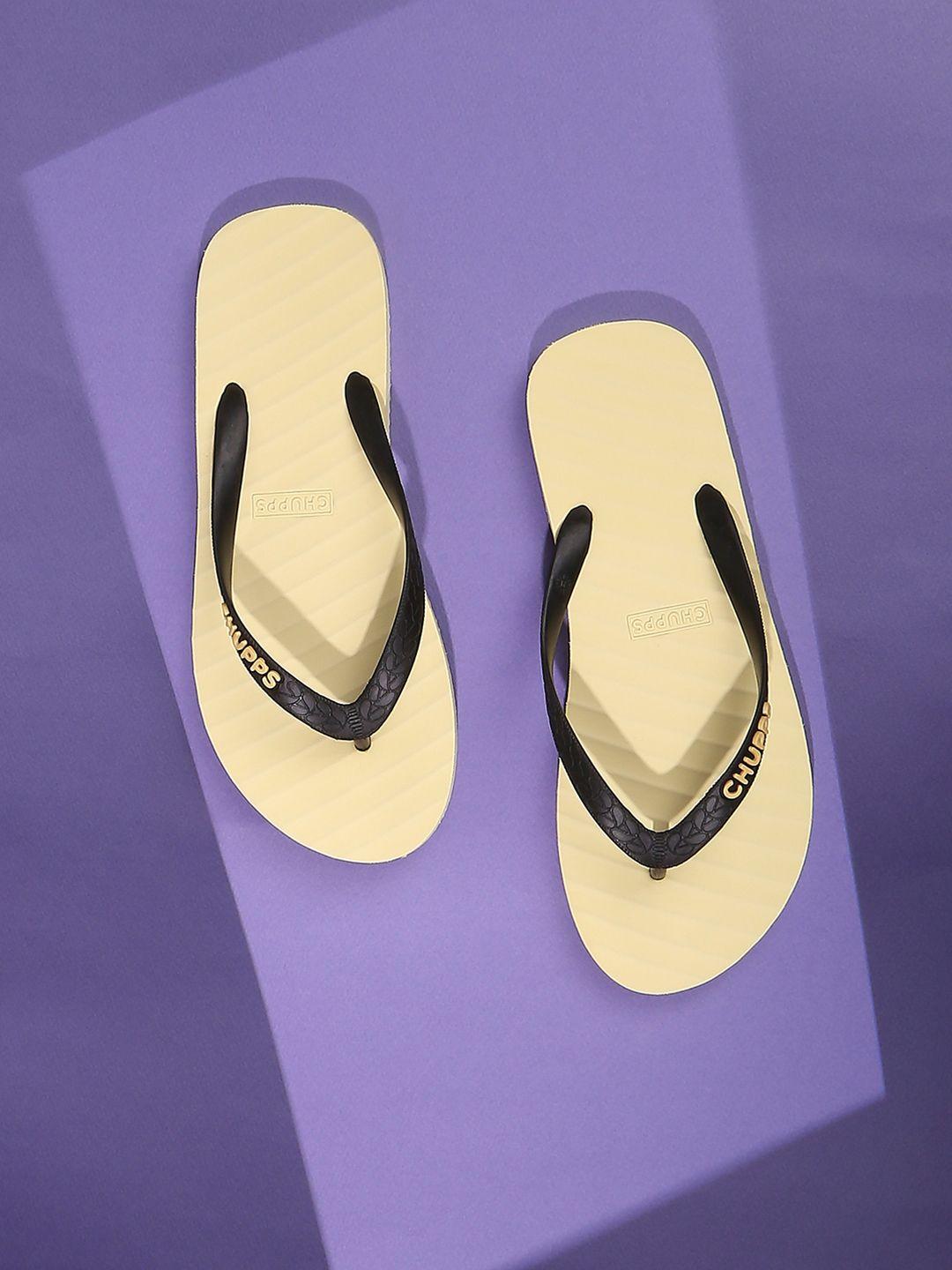 chupps men banana leaf yellow & black natural rubber sustainable thong flip-flops