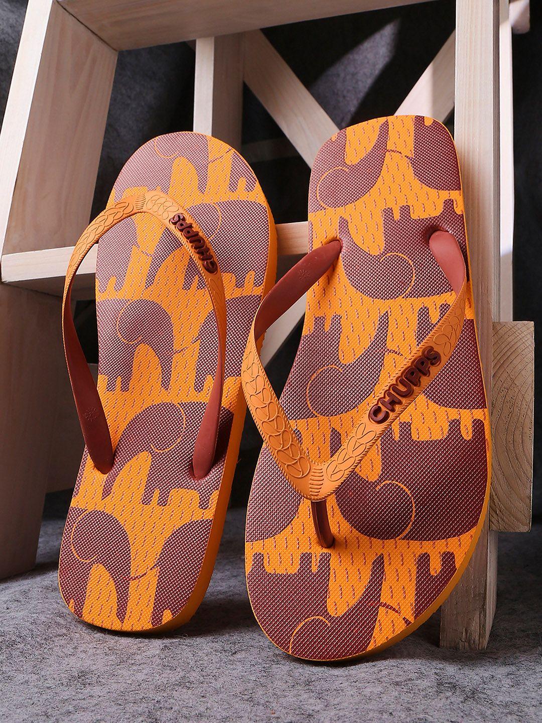 chupps women orange & purple printed rubber sustainable thong flip-flops