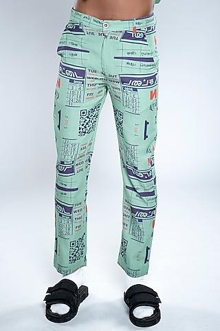 chutney green lyocell tencel flex printed trousers