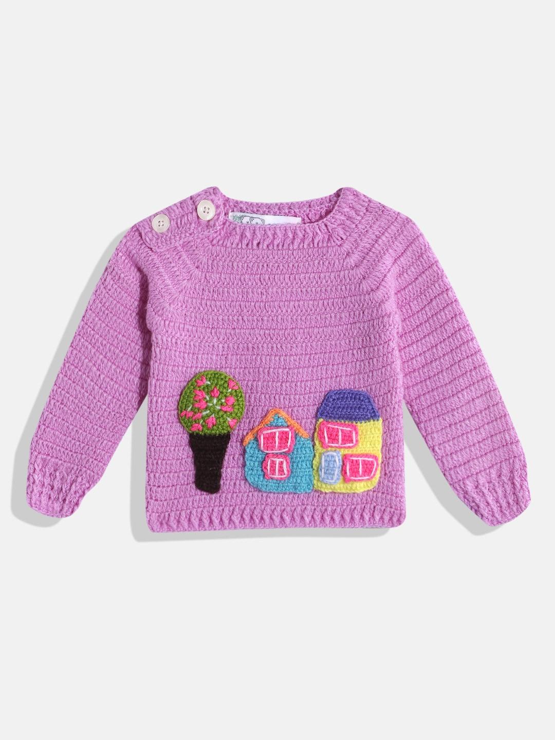 chutput unisex kids knitted woollen pullover with embroidered detail