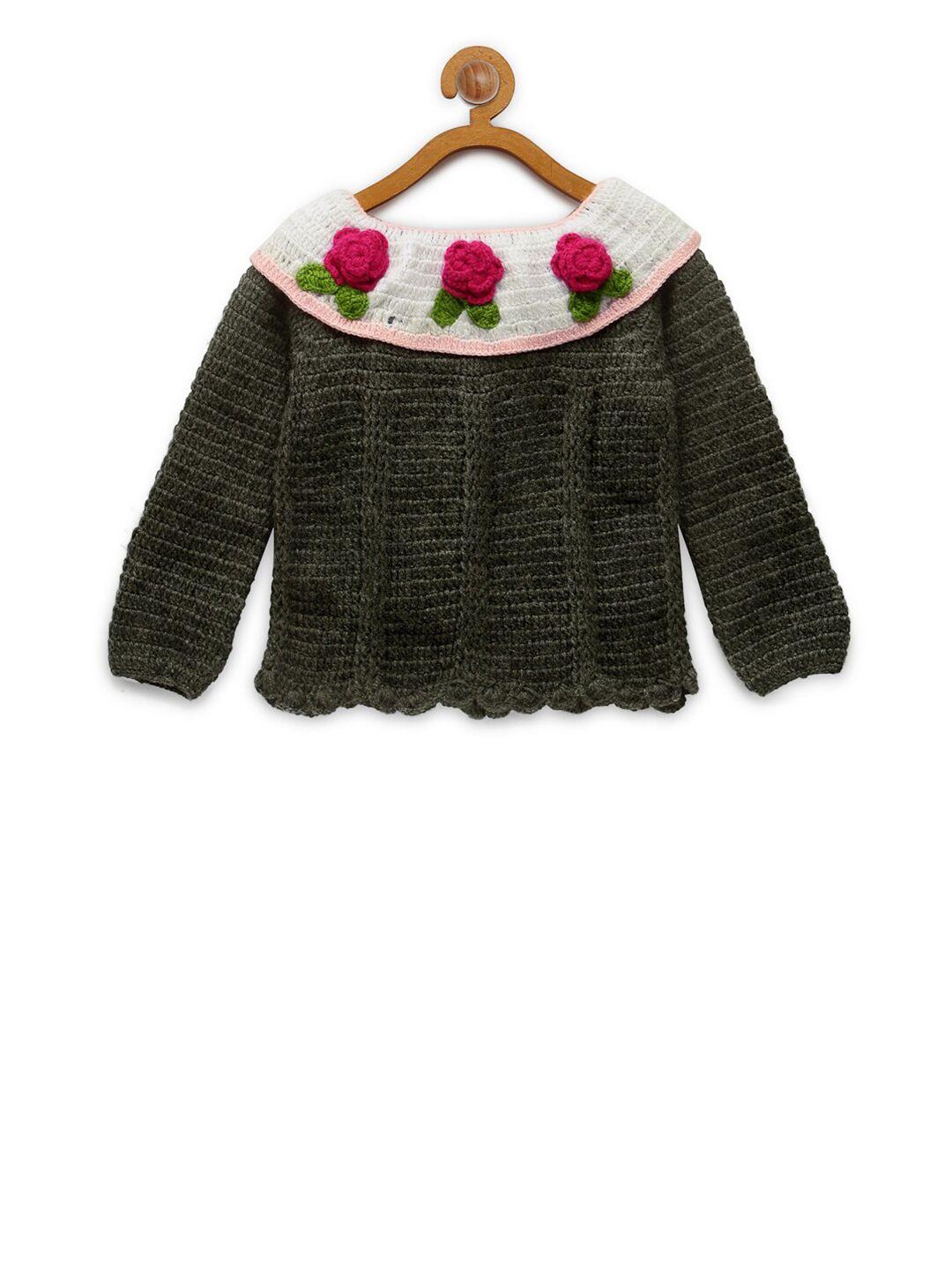 chutput kids charcoal & white floral pullover