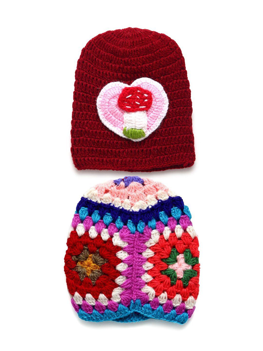 chutput kids pack of 2 hand knitted woollen crochet cap