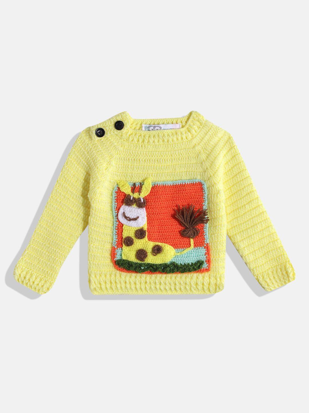 chutput unisex kids knitted woollen pullover with embroidered detail